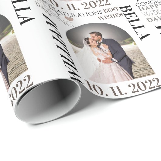 Elegant Newlyweds Mr. & Mrs. Wedding Geschenkpapier (Rolleneckpunkt)