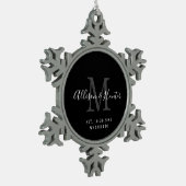 Elegant Newlyweds Name Schneeflocken Zinn-Ornament (Links)
