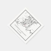 Elegant Newport Rhode Island Schwarz-weiß Hochzeit Serviette (Ecke)