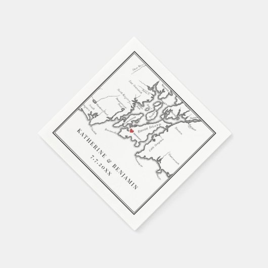 Elegant Newport Rhode Island Schwarz-weiß Hochzeit Serviette (Ecke)