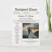 Elegant Newspaper Details Timeline Wedding Einladung (Vorderseite)