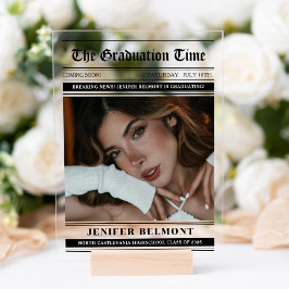 Elegant Newspaper Themed Photo Graduation Acryleinladungen