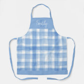 Elegant Niedlich Blue White Kariert Monogram Chris Schürze (Vorderseite)