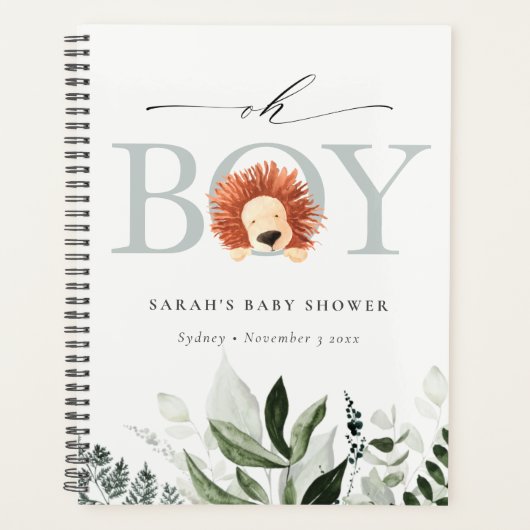Elegant Niedlich Boho Lion Foliage Oh Boy Baby Sho Planer (Vorderseite)