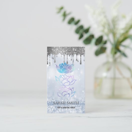 Elegant Niedlich Elegant Bokeh holografischer Lotu Visitenkarte (Stehend Vorderseite)