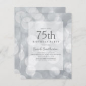 Elegant Niedlich Glittery Silver Bokeh 75. Geburts Einladung (Vorne/Hinten)