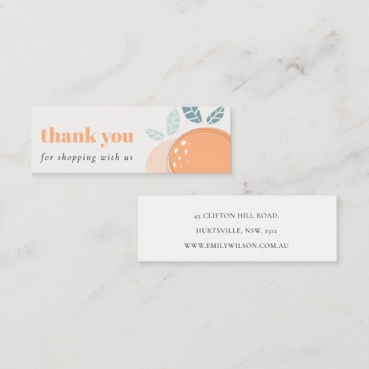 Elegant Niedlich Orange Bold Fruity Danke Shopping Mini Visitenkarte (Vorne/Hinten)