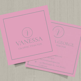Elegant Niedlich rosa Modernes Monogramm Custom Quadratische Visitenkarte