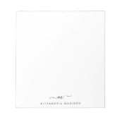 Elegant Niedlich Stylish Girly Script Monogram Ini Notizblock (Vorderseite)