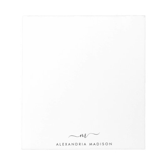 Elegant Niedlich Stylish Girly Script Monogram Ini Notizblock (Vorderseite)