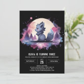 Elegant Niedlich Wolf Birthday Einladung (Stehend Vorderseite)