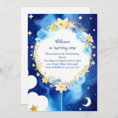 Elegant Nightsky Astro Adventure Geburtstag Einladung (Vorne/Hinten)