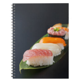 Elegant Nigiri Sushi on Bamboo Leaf Notebook Notizblock