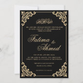 Elegant Nikah Black Islamic Muslim Wedding Einladung (Vorderseite)