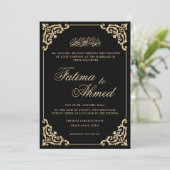 Elegant Nikah Black Islamic Muslim Wedding Einladung (Stehend Vorderseite)