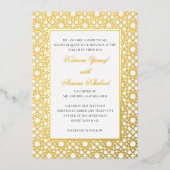 Elegant Nikkah Oriental Wedding Zeremony Gold Folieneinladung (Vorderseite)