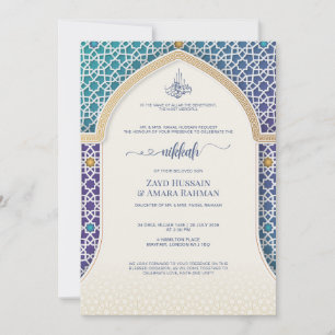 Elegant Nikkah Wedding Einladung - Aquamarin