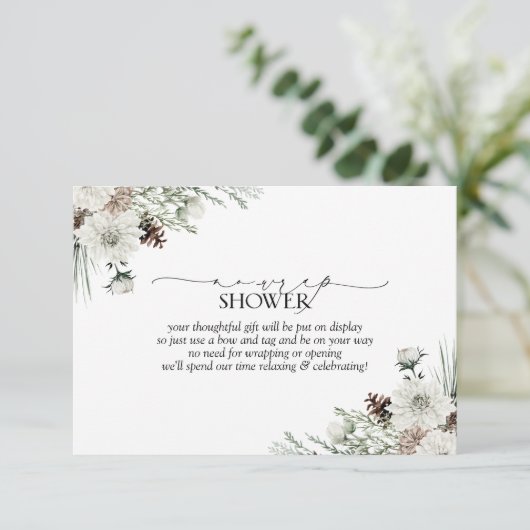 Elegant No Wrap Winter Evergreen Brautparty Begleitkarte (Stehend Vorderseite)