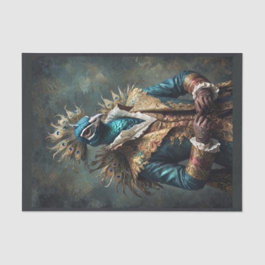 Elegant Noble königliche Renaissance-Prinzenpfau Seidenpapier (Vorderseite)