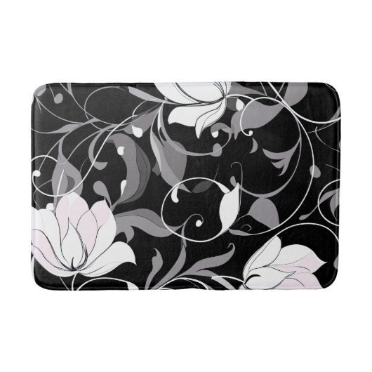 Elegant Noir Floral Swirl Badematte (Vorderseite)