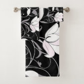 Elegant Noir Floral Swirl Badhandtuch Set (Insitu)