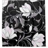 Elegant Noir Floral Swirl Duschvorhang (Vorderseite)