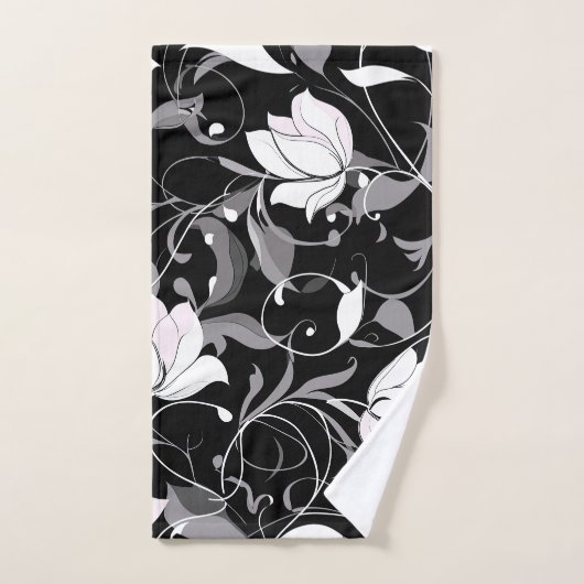 Elegant Noir Floral Swirl Handtuch (Handtuch)