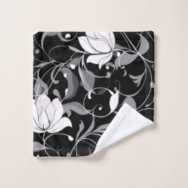 Elegant Noir Floral Swirl Waschlappen