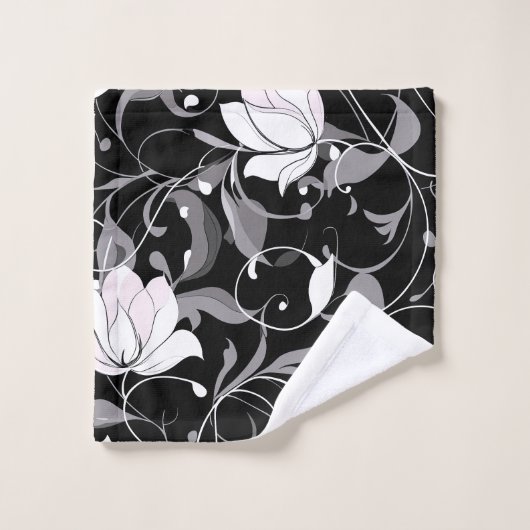 Elegant Noir Floral Swirl Waschlappen (Waschlappen)