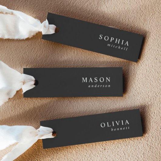 Elegant Noir Wedding Name Platzkarten