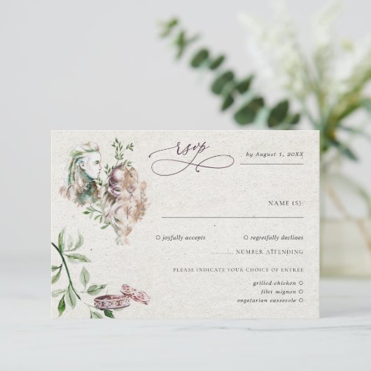 Elegant Norse Viking Wedding RSVP (Stehend Vorderseite)