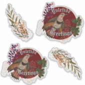 Elegant Northern Flicker Yultide Greetings Sticker (Vorderseite)