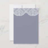 Elegant Nostalgic Lace Steel Blue Wedding RSVP (Rückseite)