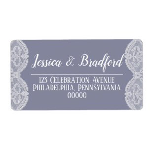 Elegant Nostalgic White Lace   Steel Blue Wedding