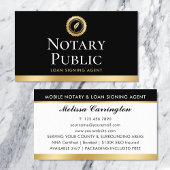 Elegant Notary Loan Signing Agent Gold Black Visitenkarte