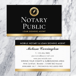 Elegant Notary Loan Signing Agent Gold Black Visitenkarte