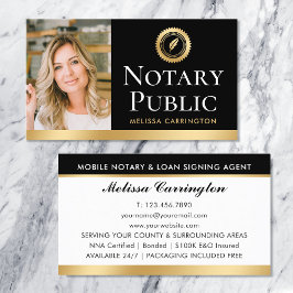 Elegant Notary Public Photo Gold Black Visitenkarte