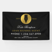 Elegant Notary Public Signing Agent Black Gold Banner (Horizontal)