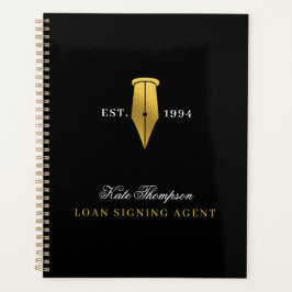 Elegant Notary Public Signing Agent Gold Logo Planer