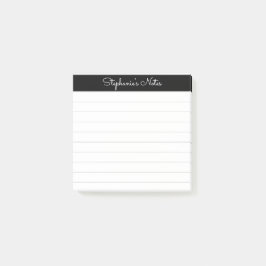 Elegant Notes Script Black Grey Lined Personalized Post-it Klebezettel