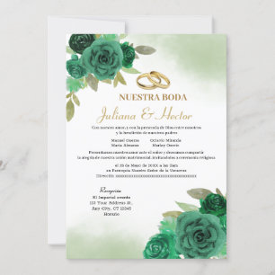 Elegant Nuestra Boda Emerald Green Einladung