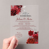 Elegant Nuestra Boda Red Floral Wedding Acryleinladungen (Insitu (Handheld))