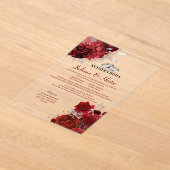 Elegant Nuestra Boda Red Floral Wedding Acryleinladungen (Ablage )