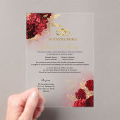 Elegant Nuestra Boda Red Floral Wedding Invitation Acryleinladungen (Insitu (Handheld))
