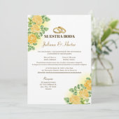 Elegant Nuestra Boda Yellow Floral Wedding Einladung (Stehend Vorderseite)