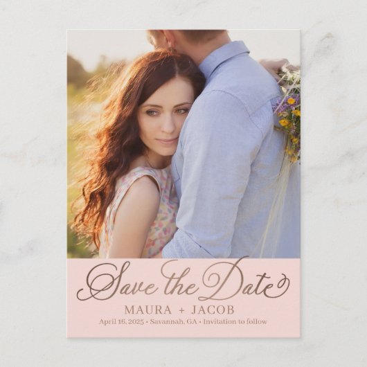 Elegant Nuptial Save the Date Postcard Postkarte (Vorderseite)