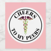 Elegant Nurse Abschluss Medical Caduceus Cheers Weinetikett (Einzelnes Label)
