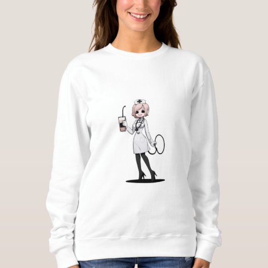 Elegant Nurse Coffee Sweatshirt (Vorderseite)