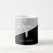 Elegant Nurse Doctor Caduceus Imitate Silver Glitz Kaffeetasse (Mittel)