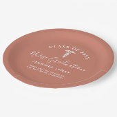 Elegant Nurse Graduation Party Terracotta Name Pappteller (Schrägansicht)